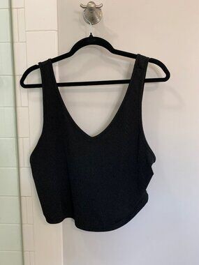 SHEIN Black Ribbed V-Neck Cropped Tank Top 3XL